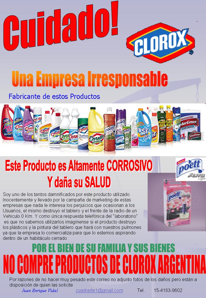 Volate que circula sobre Clorox - Bonziweb